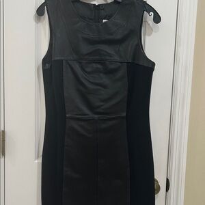 My Tribe Black Paneled Leather & Stretch Sleeveless Mini Dress